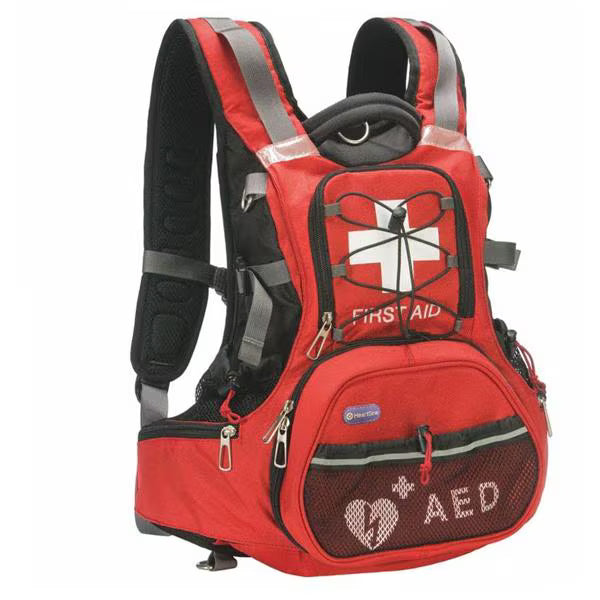 HeartSine AED Rescue Backpack β Red emergency bag for PAD AED and first aid supplies
