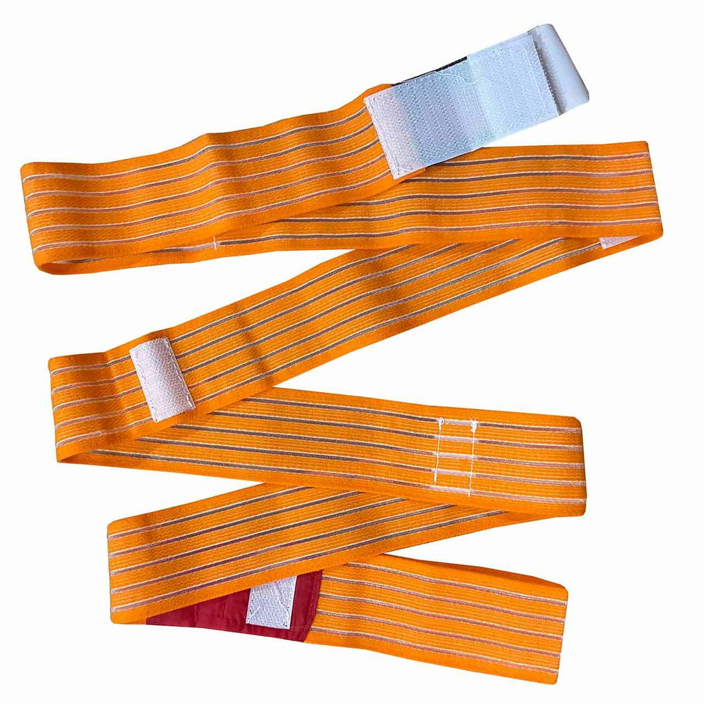 Orange Slishman Pressure Wrap fully extended to show entire length and fasteners.