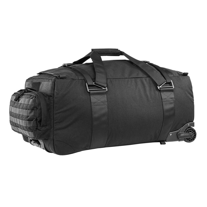 TT Transporter Roller Duffel – Tactical 110L black trolley bag with MOLLE and backpack straps