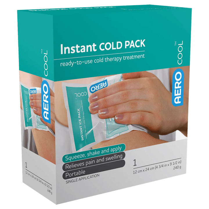 Retail box of Aero Instant Cold Packs with multiple units shown