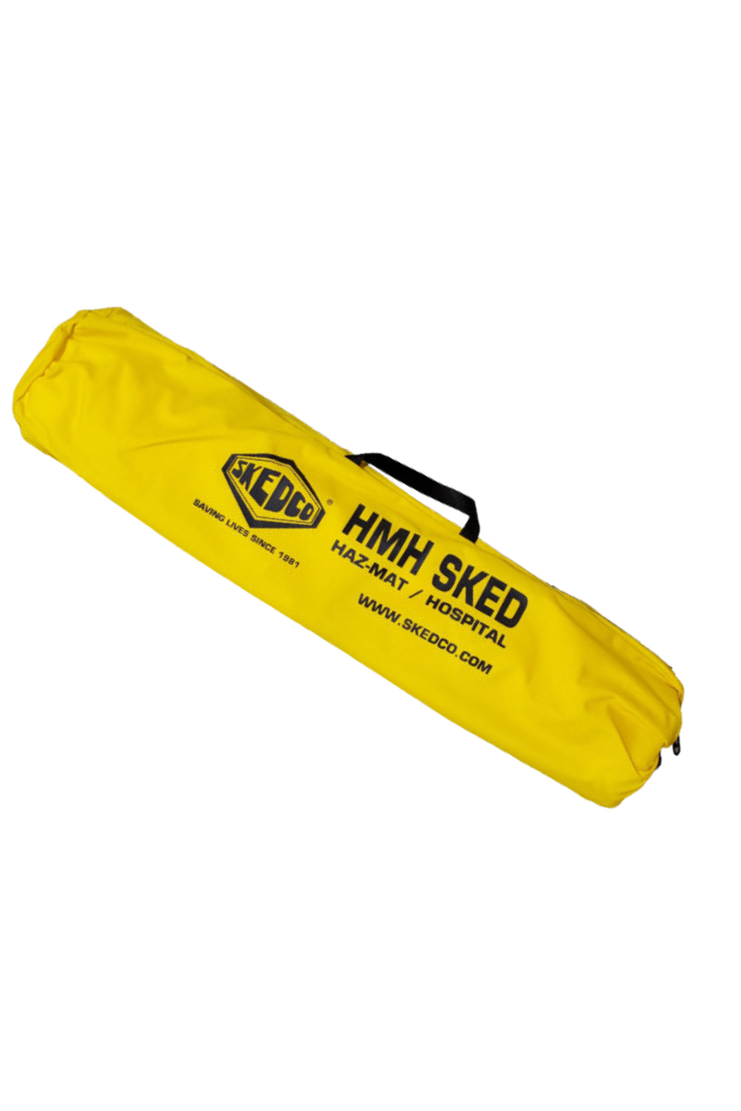 The image shows the COMPLETE HMH Sked® Rescue System with strap kit in its flat bag carrier