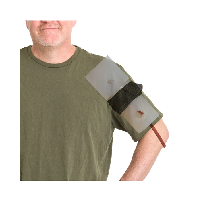 Instructor applying upper arm trainer to student