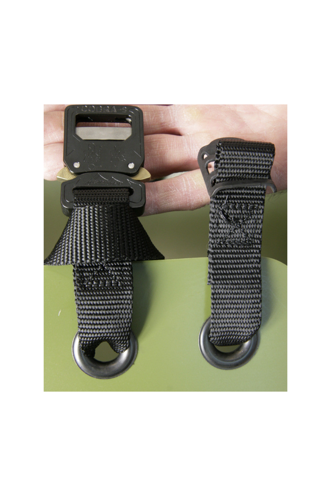 The image shows the SKED-EVAC® Aluminum Side Release Buckle Conversion Kit close up of buckles