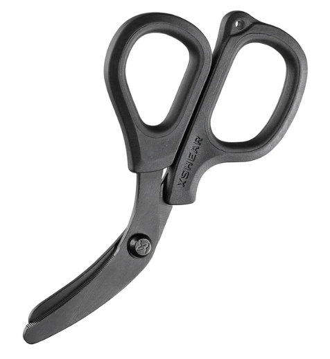 XSHEAR Mini 6” Trauma Nurse Shears in black with textured handle grip