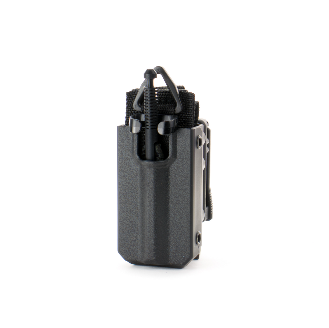 Eleven 10 RIGID Slick Front Tourniquet Case for SOF TT shown in black with retention hardware.
