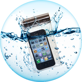 Smartphone sealed in aLOKSAK Waterproof Pouch underwater during splash test