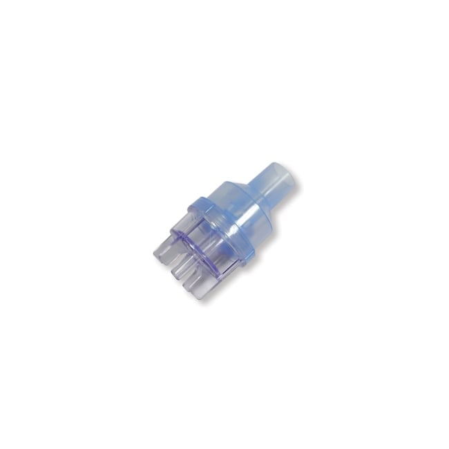 Clear nebuliser medication chamber with connector port