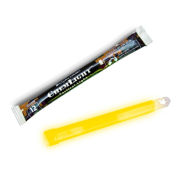 Yellow ChemLight Lightstick with sealed wrapper. Designed for safety marking, traffic control, and confined space illumination. TacMed Australia – high-visibility lightsticks for emergency services.