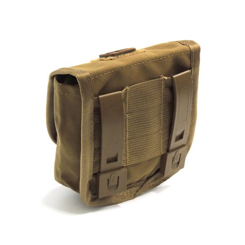 Back of tan Small Personal Med Pouch showing MOLLE attachment straps.