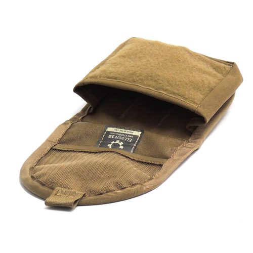 Tan Small Personal Med Pouch with flap open, revealing internal compartment.