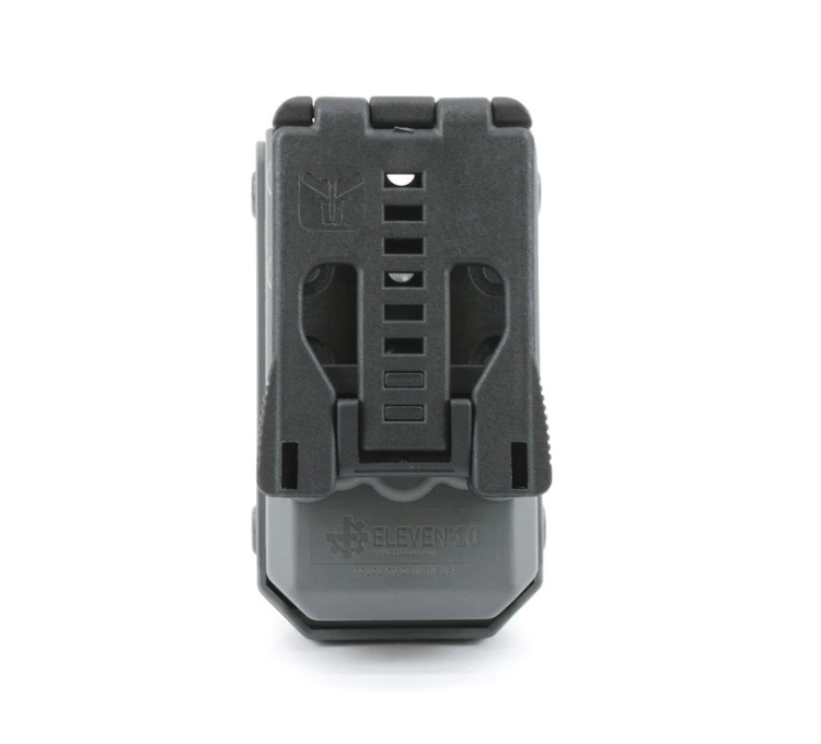 Back of the Eleven 10 RIGID TQ Case showing mounting hardware for MOLLE or belt systems. Built for secure attachment and retention. TacMed Australia – reliable carry solution for TQs.
