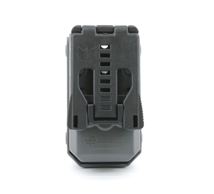 Back of the Eleven 10 RIGID TQ Case showing mounting hardware for MOLLE or belt systems. Built for secure attachment and retention. TacMed Australia – reliable carry solution for TQs.