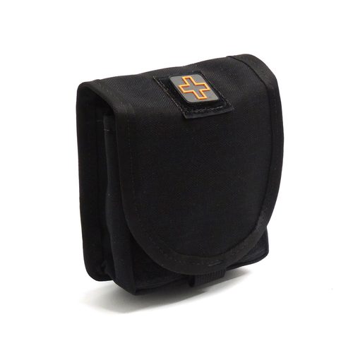 Black Small Personal Med Pouch with hook-and-loop flap closure and medical cross patch.