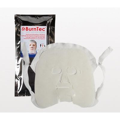 Facial BurnTec dressing being applied to patient’s face. Designed for extensive burn coverage and protection. TacMed Australia – hydrogel face dressing for emergency care.