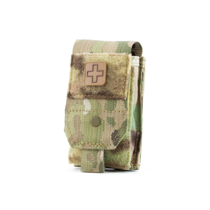 SABA pouch in Multicam fabric with medical cross patch on the flap.