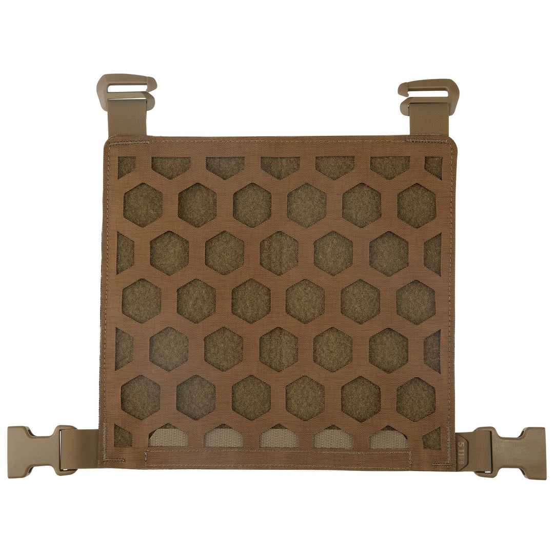 Coyote brown 5.11 Hexgrid 9x9 Gear Set panel with hex-cut MOLLE grid and buckles.