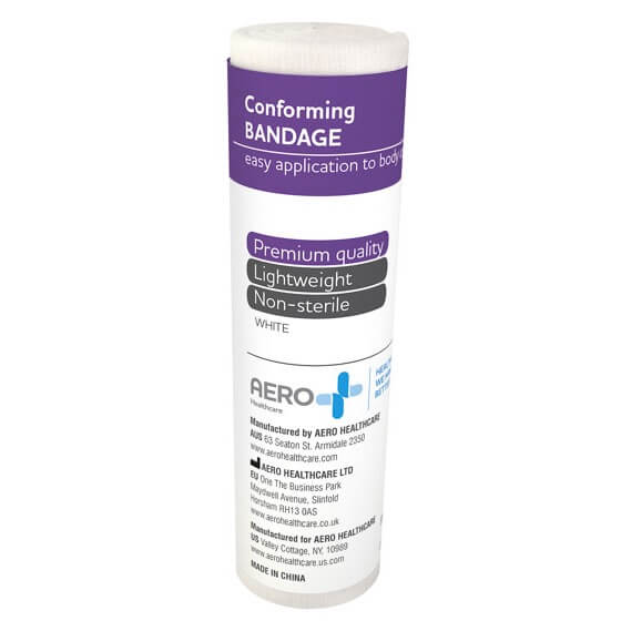White AeroForm Conforming Bandage with full label and Aero Healthcare branding. Lightweight and breathable material. TacMed Australia – trusted product for clinics and responder kits.