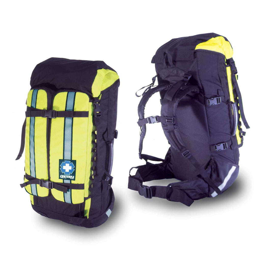 Conterra ALS Extreme Pack front and side view in black with high-vis yellow panels.