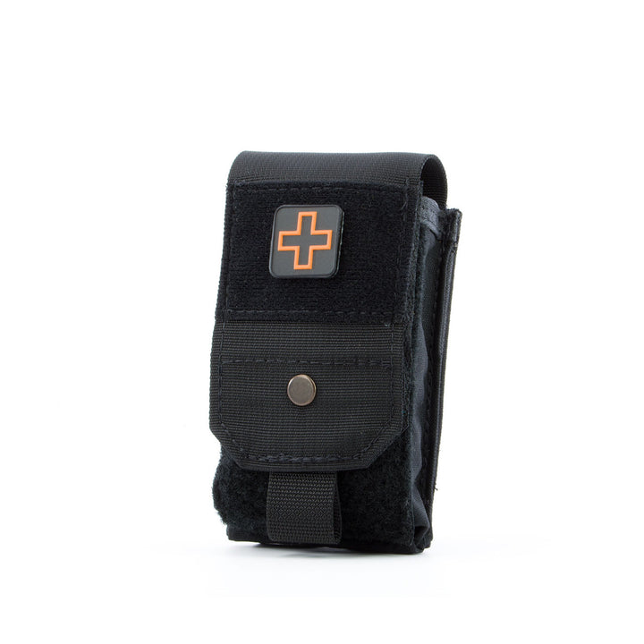 Black version of the SABA pouch with medical cross patch.