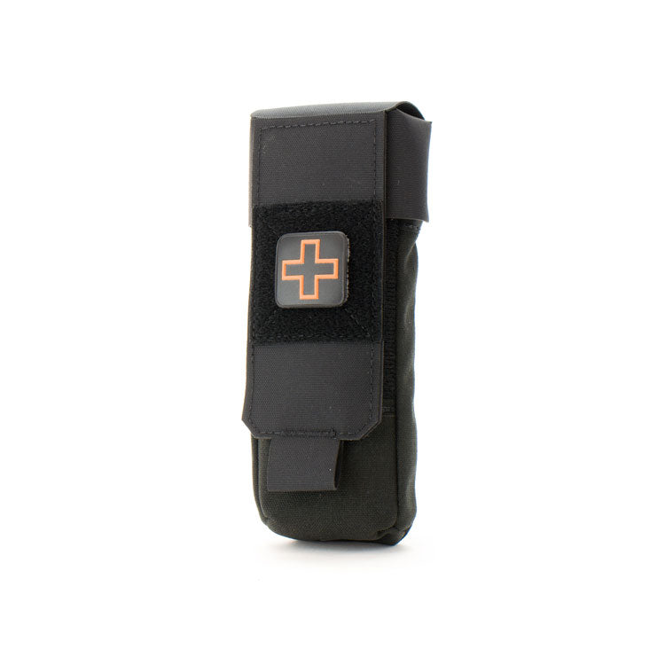 Black Eleven 10 Soft Side TQ Pouch with laser-cut medical cross patch on front.
