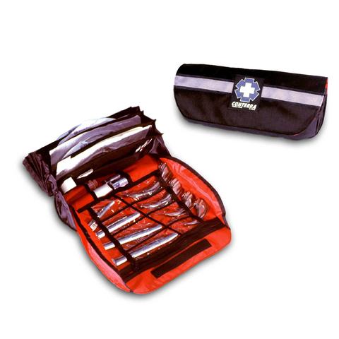 Conterra Intubation Pouch fully opened displaying organized internal compartments with airway tools.
