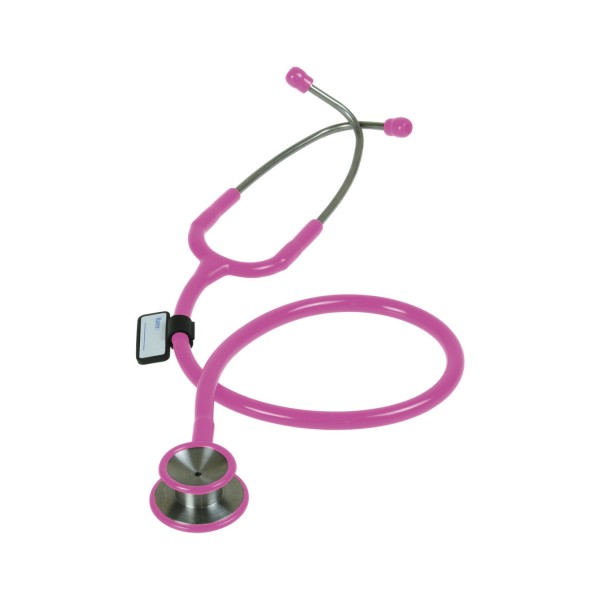 Liberty Classic Stethoscope in pink with silver chest piece and soft ear tips.