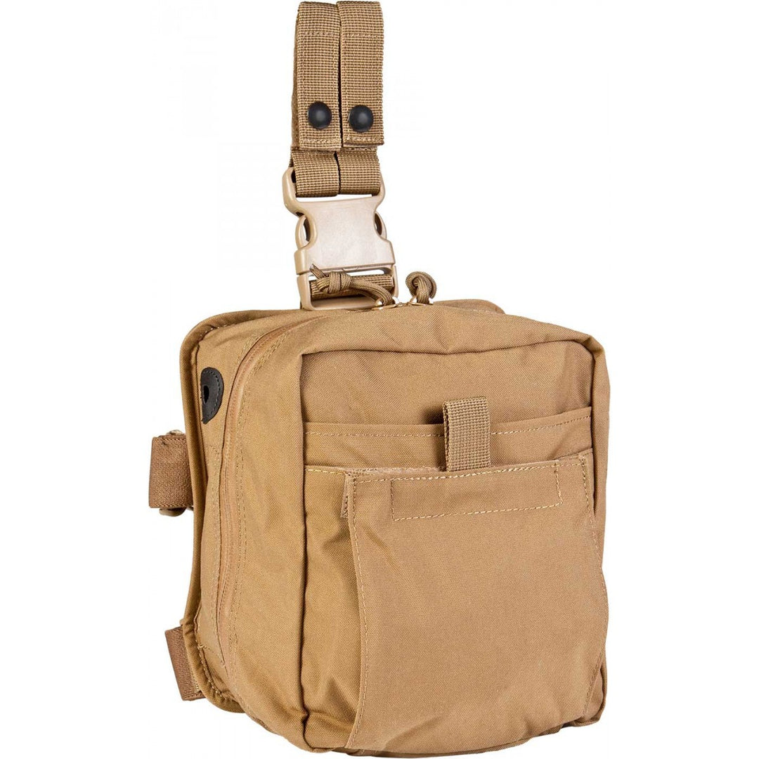 The Medic Leg Rig Gear Bag in Tan colour, designed for quick access to medical gear with elastic storage loops for organization. Made from durable 500D CORDURA® Solution-Dyed Nylon with Near Infrared Signature Reduction for stealth. Features sand and water-resistant zippers with silent pulls and a PALS/MOLLE-style attachment system. Ideal for tactical and emergency professionals. Bag only, contents not included.