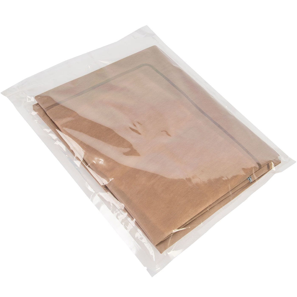 Back view of North American Rescue ReadyHeat Blanket, orange in clear packaging on a white background