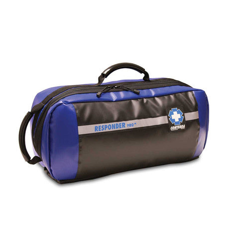 Conterra Responder Pro bag in black and blue with top handles and reflective strip.