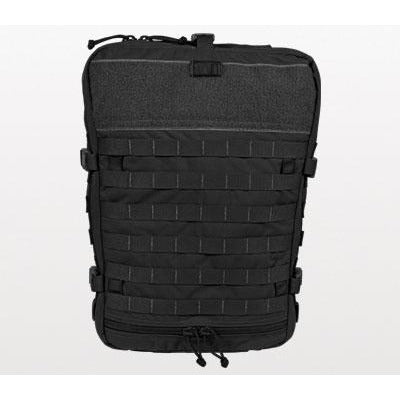 NAR-4 Aid Bag in black, a low-profile load-carriage platform bag for medical gear. Features 500D CORDURA® Solution-Dyed Nylon with Near Infrared Signature Reduction, sand and water-resistant zippers with silent pulls, and a PALS/MOLLE-style attachment system. Includes rapid attachment straps for body armor or stowaway shoulder straps for carrying. Bag only, contents not included.