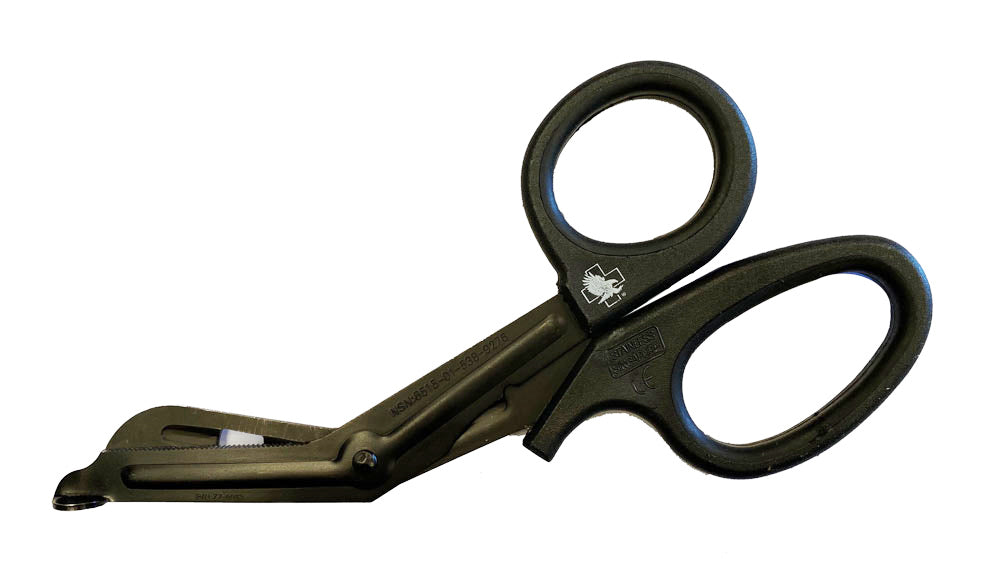 NAR Trauma Shears 7.25 inch in black with angled blade and safety tip. Designed for cutting clothing, bandages, and gear in emergency response. TacMed Australia – field-ready trauma scissors trusted by medics and paramedics.