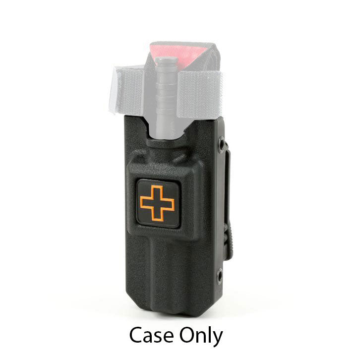 RIGID TQ Case with C-A-T® tourniquet inserted, showing side profile. Combines accessibility with durability. TacMed Australia – reliable tourniquet deployment system for first responders.