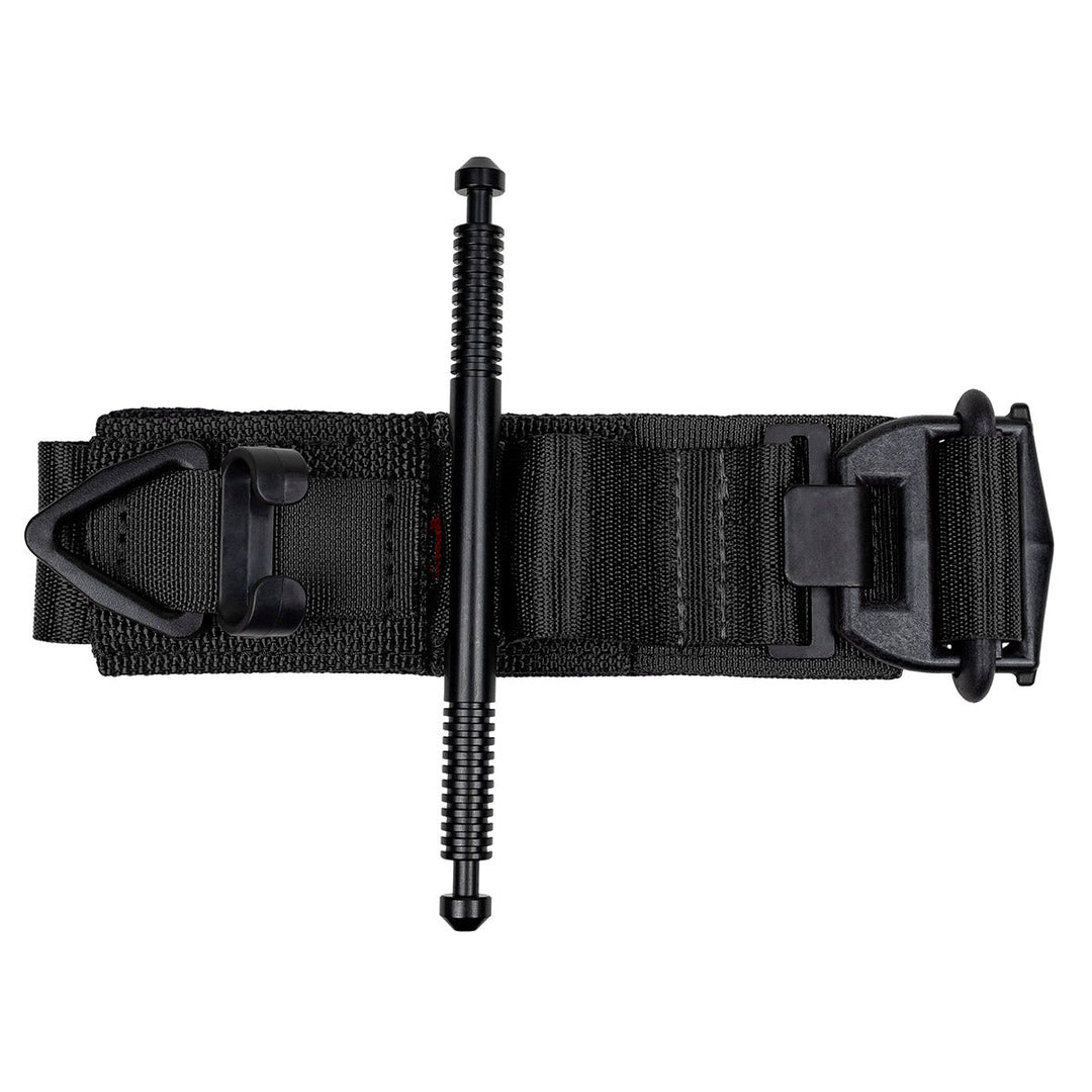 Top-down view of SOF Tactical Tourniquet Wide in black. Built for fast self-application and high-tension reliability. TacMed Australia – field-tested tourniquets for military and emergency services.
