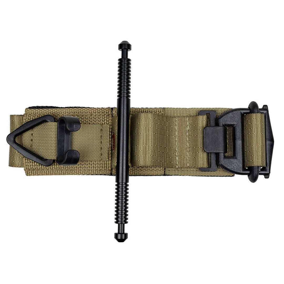SOF Tactical Tourniquet Wide in coyote brown, top-down view. Preferred by military and field medics for low-profile operations. TacMed Australia – advanced tactical medical solutions.