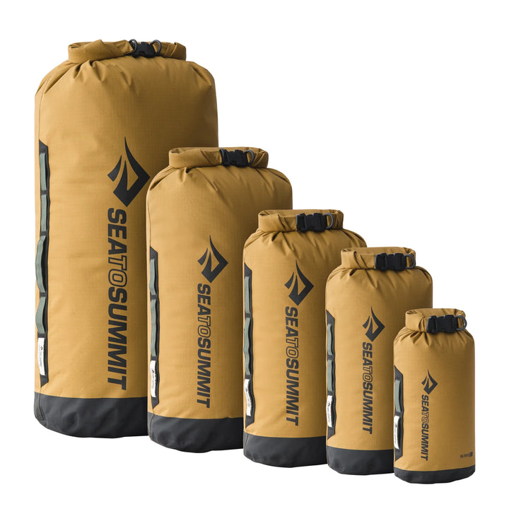 Group shot of Sea to Summit Big River Dry Bags in multiple sizes

