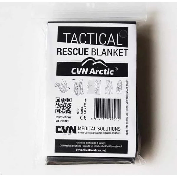 CVN Arctic Tactical Rescue Blanket in retail packaging with product label

