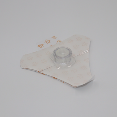 EZ-Stabiliser transparent dressing with adhesive backing and central dome for IV site protection.