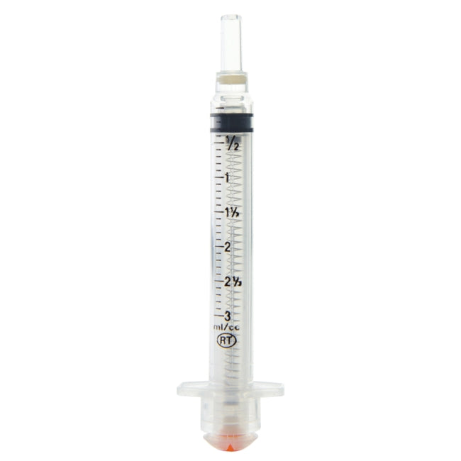 VanishPoint retractable safety syringe with 3mL capacity shown front-facing

