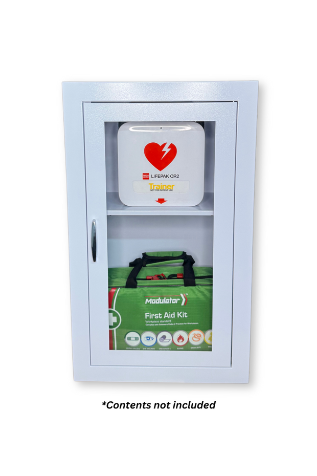 Wall-Mountable Double Defib & First Aid Cabinet