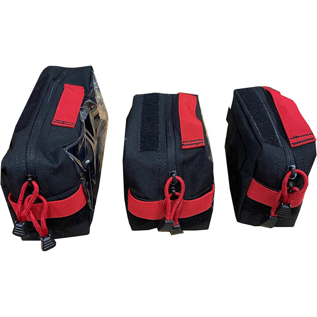 Side view of Rescue Essentials Med Modules showing red grab handles