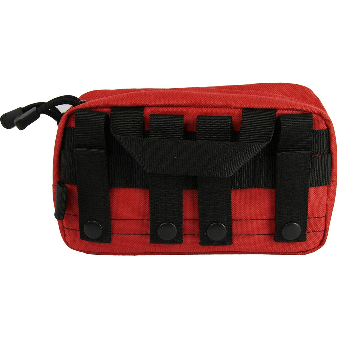 Rear MOLLE webbing view of pouch for attachment to tactical gear.

