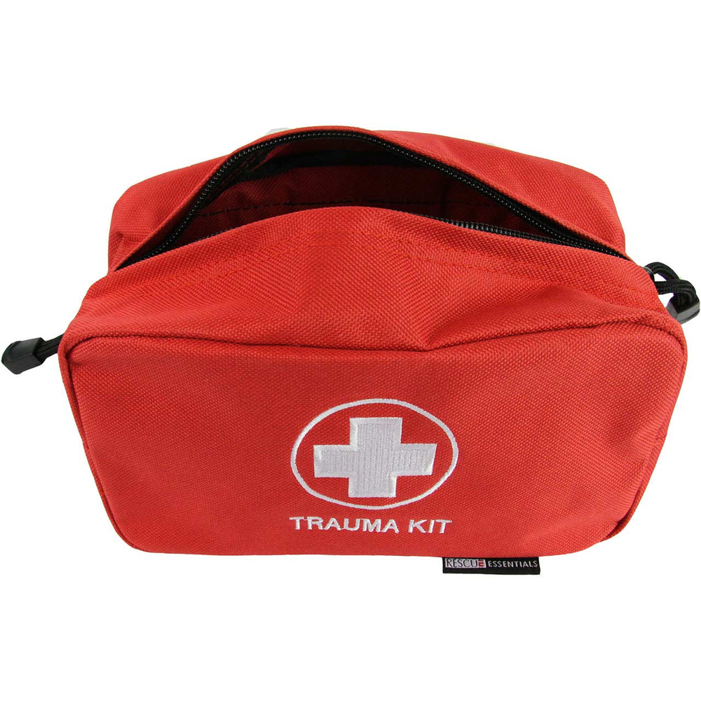 Top-down view of the pouch showing zip opening and empty interior.


