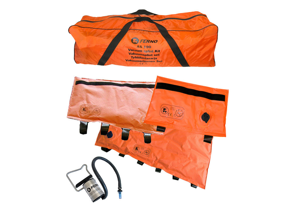 Ferno vacuum splint set with pump, case, and multiple splint sizes

