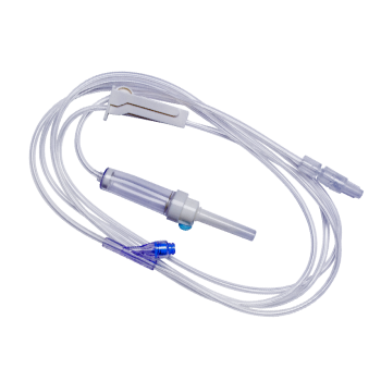 Needle-free IV giving set with clear 220cm tubing and drip chamber