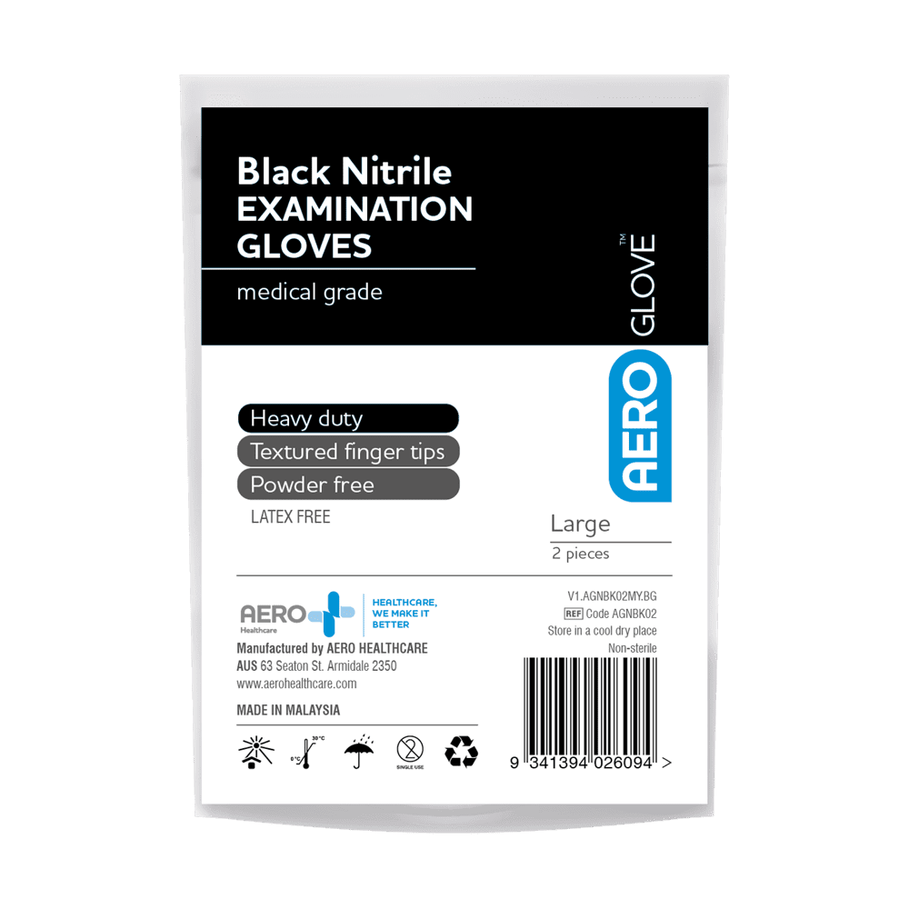 Black Nitrile Gloves – Large (2-Pack) Powder-Free Disposable Gloves for Tactical or Medical Use

