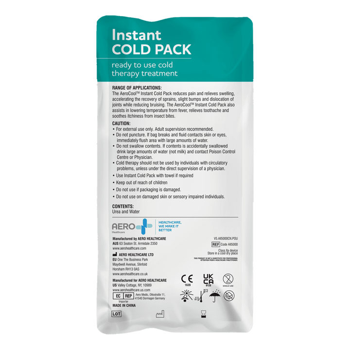 Back label of Aero Ice Pack showing activation instructions


