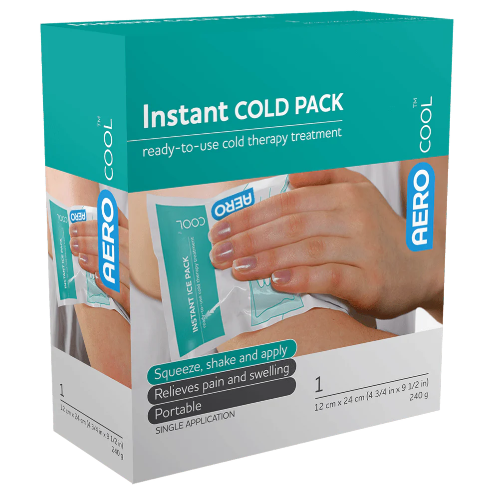Retail box of Aero Instant Cold Packs with multiple units shown

