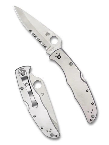 Spyderco Endura 4 knife partially open, angled view showcasing blade and handle profile.