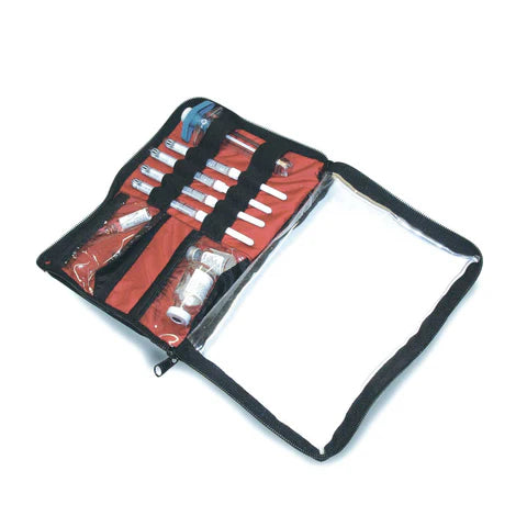 Open Conterra Med-Loc Medication Locker with elastic loops and vinyl amp pockets

