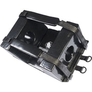 North American Rescue Head Immobiliser in black, a compact device for effective cervical restriction. Constructed from soft, closed-cell foam with hook-and-loop padded straps, featuring accessible ear and head openings. Includes North American Rescue branding and straps for secure attachment. Ideal for emergency and tactical use.